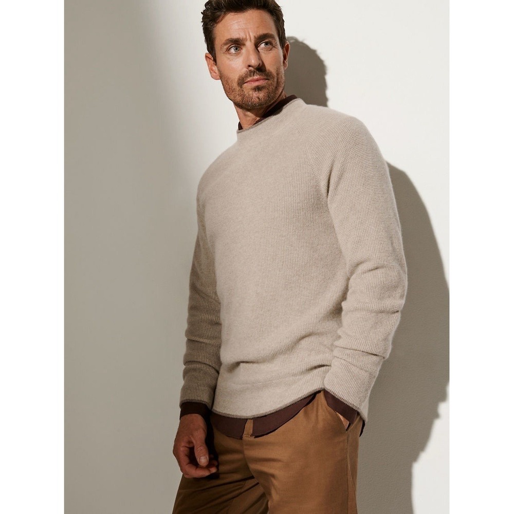 Overland Eric Cashmere Sweater Natural Brown Size Small Pullover